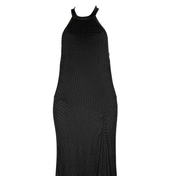 Bailey 44 S Womens Halter Neck Crochet Knit Maxi Dress Asymmetrical Black - Picture 3 of 10